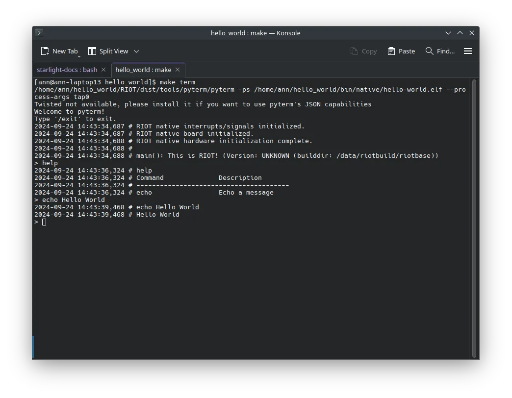 The echo command in action
